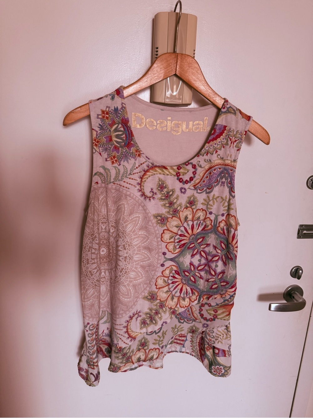 Desigual Beige Paisley Floral Sleeveless Tank